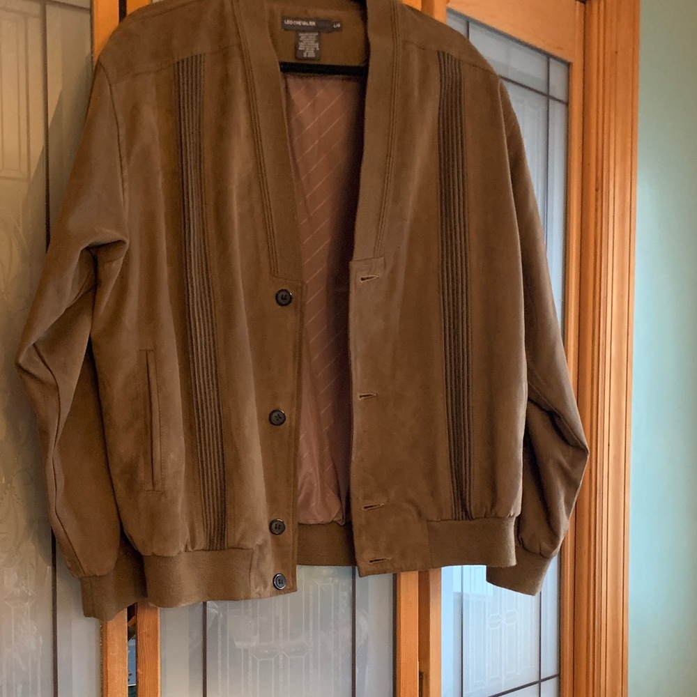 Brown faux suede. Button-Up Jacket